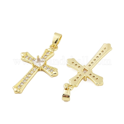 Латунные микропаве прозрачные подвески с фианитом KK-L235-01B-G-1