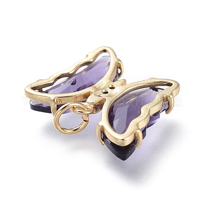 Кулон из латуни с прозрачным кубическим цирконием ZIRC-P079-B02-05-1