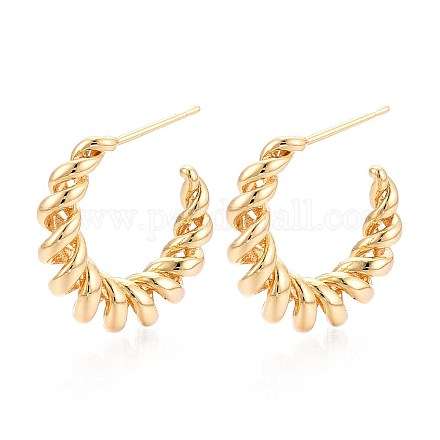 Серьги-гвоздики из латуни в форме завитка в форме буквы С EJEW-T047-91G-1