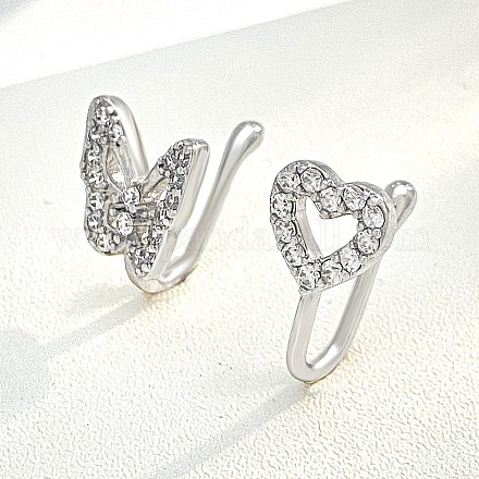 Бабочка сердце латунный микропаве прозрачный кубический цирконий клипса на нос кольца FS-WGAE293-01-1