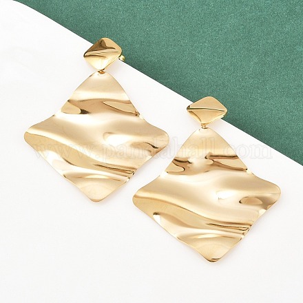 Серьги-гвоздики в форме ромба из нержавеющей стали 304 EJEW-K268-79B-G-1