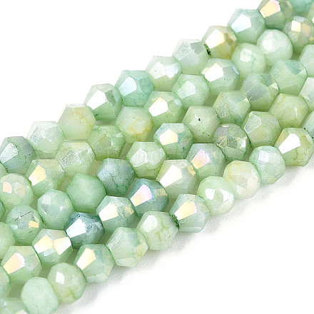 Граненые гальванические непрозрачные стеклянные бусины GLAA-T025-4mm-09E-1