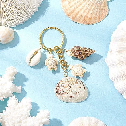 Натуральная ракушка в морском стиле с брелками из синтетической бирюзы KEYC-JKC01231-03-1