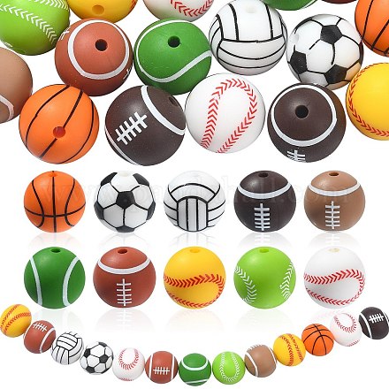 20 шт. 10 стильных спортивных тематических фокусных бусин из пищевого экологически чистого силикона SIL-CJ0001-13-1