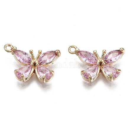 Настоящие 18к позолоченные латунные подвески с микропаве и кубическим цирконием&nbsp;KK-T056-59G-04-NF-1