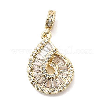 Европейские подвески-подвески из латуни с паве из прозрачного кубического циркония KK-H529-21G-1