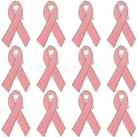 12 шт. октябрь розовая лента с эмалью для осведомленности о раке груди броши JEWB-GF0001-41B-1