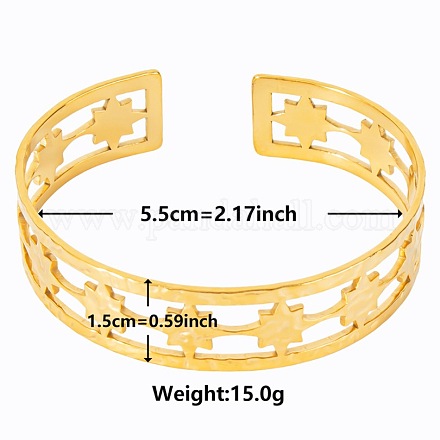 Стильные европейские и американские браслеты-манжеты из нержавеющей стали 304 с полой звездой для женщин XB2693-2-1