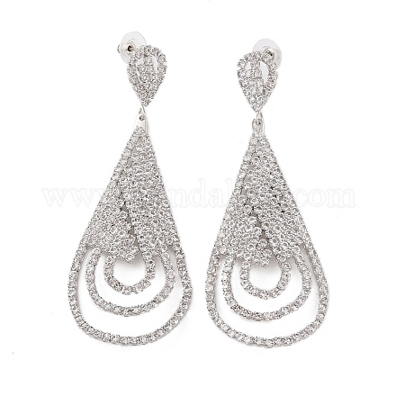 Латунные микро проложить серьги стержня кубического циркония EJEW-B046-13P-1