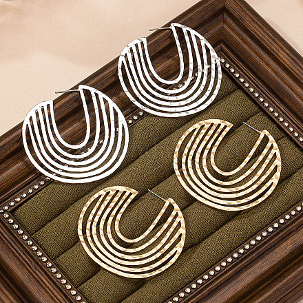 Полые плоские круглые серьги-гвоздики из сплава FS-WGECCEF-03-1