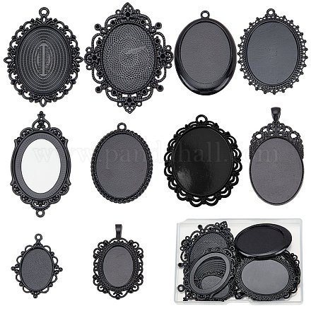 10 шт. 10 стиля овальных подвесок из сплава с кабошонами FIND-SC0009-96-1