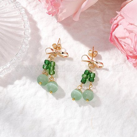 Кошачий глаз свисает с серьгами EJEW-JE06495-03-1