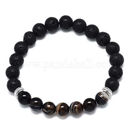 Крашеные бусины из натурального агата эластичные браслеты BJEW-R309-02-B03-1