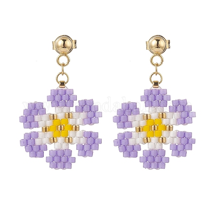 Серьги-гвоздики с плетеным цветком EJEW-MZ00015-02-1