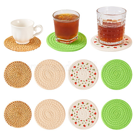 8 шт. 4-х стилистический коврик из ротанга и хлопка AJEW-MB0001-02-1