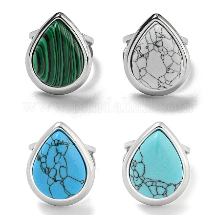 Кольца-манжеты из нержавеющей стали 304 с синтетическими драгоценными камнями G-Z056-09P-1