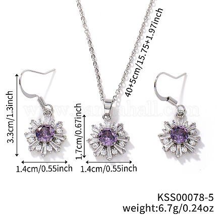 Комплект украшений в виде цветов из латунных стразов EH2755-4-1