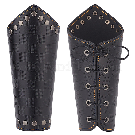 Браслет-манжета из искусственной кожи с узором «тартан» для байкеров AJEW-WH0258-937B-1