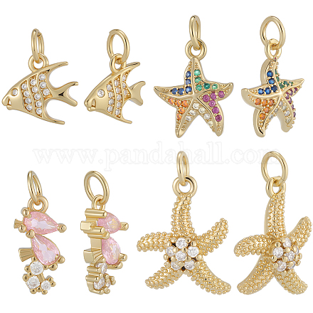 12шт 4 стиля латунные подвески с микропаве и кубическим цирконием KK-BBC0019-51-1