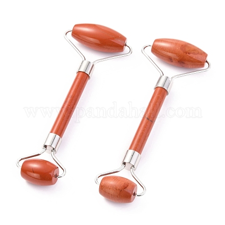 Массажер для лица из латуни из натуральной красной яшмы MRMJ-G009-44P-1