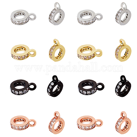 16 шт. 4-х цветные латунные микрофибровые трубчатые дужки с кубическим цирконием ZIRC-HY0001-09-1