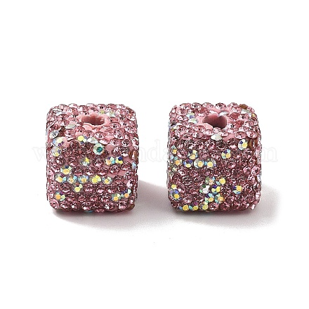 Бусины из полимерной глины в форме куба со стразами CLAY-NH0001-08K-1
