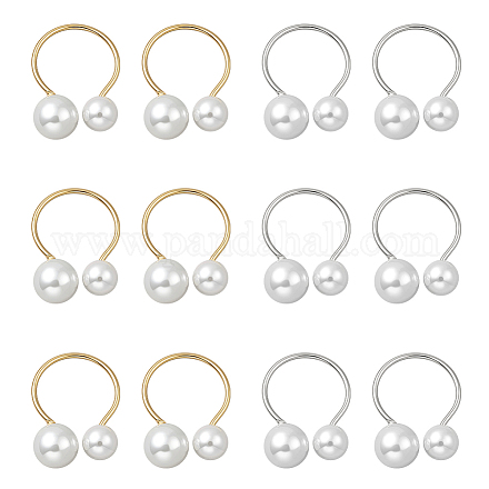 12 шт. 2-х цветные кольца из искусственного жемчуга из смолы RJEW-GO0001-07-1