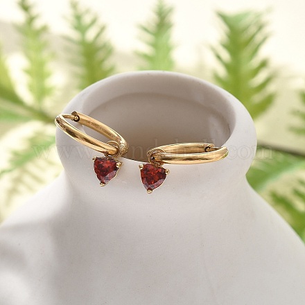 Серьги-кольца из нержавеющей стали 304 с микропаве из кубического циркония STAS-R004-03G-01-1