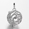 Eco-Friendly Rack Plating Brass Rhinestone Hollow Round Cage Pendants, For Chime Ball Pendant Necklaces Making, Cadmium Free & Nickel Free & Lead Free, Platinum, 31x26mm, Hole: 9x3.5mm, inner: 22mm