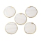 Natural Freshwater Shell Disc Pendants, with Brass Edge, Golden, 36~41x2~3mm, Hole: 1.4~1.5mm
