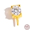 925 Sterling Silver Pin Peg Bails, with Cubic Zirconia, Real 18K Gold Plated, 8.3x4x4.5mm, Pin: 0.7mm
