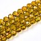 Baking Paint Transparent Glass Beads Strands, Round, Faceted(32 Faceted), Olive, 4~4.5mm, Hole: 0.8~1mm