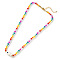 Porcelain Fish Pendant Rainbow Color Glass Beaded Necklaces for Friends and Couples, Golden, White, 16.54 inch(42cm)