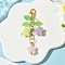 Flower & Leaf Acrylic Pendants Decorations, with Alloy Lobster Claw Clasps, Colorful, 53mm