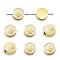 PVD Vacuum Plating 201 Stainless Steel Beads, with Shell, Flat Round with Palm, Golden, 9.5x3mm, Hole: 1.8mm