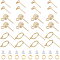 30Pcs 3 Style Ring & Flat Round & Round Brass Stud Earrings Findings, with Loops, 30Pcs Plastic Ear Nuts, 30Pcs Brass Open Jump Rings, Real 18K Gold Plated, 9~13x6~13mm, Hole: 1.2~1.8mm, Pin: 0.7~0.8mm, 10Pcs/style