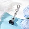 Angel Glass Pendant Decorations, with Flower 304 Stainless Steel Beads and Swivel Lobster Claw Clasps, Black, 86~89mm