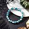 Halloween Dyed Synthetic Turquoise Skull & Lampwork Evil Eye Round Beaded Stretch Bracelets for Women Men, Dark Turquoise, Inner Diameter: 2-3/8 inch(5.9cm)