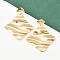 304 Stainless Steel Rhombus Dangle Stud Earrings, Ion Plating(IP), Real 18K Gold Plated, 57.5x46.5mm