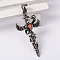 304 Stainless Steel Big Pendants with Rhinestone, Cross, Hyacinth, 49x25x11mm, Hole: 9x5mm