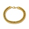 PVD Vacuum Plating 201 Stainless Steel Curb Chain Bracelet with 304 Stainless Steel Clasps for Men Women, Golden, 8-1/8 inch(20.5cm), Link: 13x9x2mm