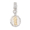 Brass Micro Pave Cubic Zirconia Pendants, Cadmium Free & Lead Free, Oval with Religion Human, Platinum & Golden, 41x16x3mm, Hole: 8mm