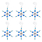 Christmas Snowflake Glass Pendant Decoration, with Iron S-Hook Clasps, Royal Blue, 113mm, 6pcs/set