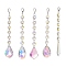 AB Color Glass Teardrop Cone Hanging Suncatcher Pendant Decoration, with Glass Octagon Bead and Alloy Lobster Claw Clasps, for Home Decorations, Clear AB, 182~198mm