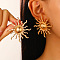 Alloy Stud Earrings, Golden, Sun, 50mm