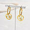 201 Stainless Steel Enamel Hoop Earrings, Round Ring with Daisy Dangle Earring for Women, Real 18K Gold Plated, 40x20mm