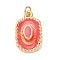 Brass Enamel Pendants, Rack Plating, Long-Lasting Plated, Lead Free & Cadmium Free, Real 18K Gold Plated, Hat Charm, with Jump Ring, Cerise, 22x13.5x5.5mm, Hole: 3.5mm