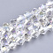 Electroplate Glass Beads Strands, AB Color Plated, Faceted, Bicone, Clear AB, 6x5.5~6mm, Hole: 1mm, about 47~48pcs/strand, 10.83 inch(27.5cm)