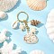 Ocean Style Natural Shell with Synthetic Turquoise Keychains, with Iron Split Key Rings, Golden, 85.5mm