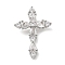 Brass Micro Pave Clear Cubic Zirconia Pendants, Cross, Rack Plating, Long-Lasting Plated, Lead Free & Cadmium Free, Platinum, 22.5x16.5x4mm, Hole: 3.5mm
